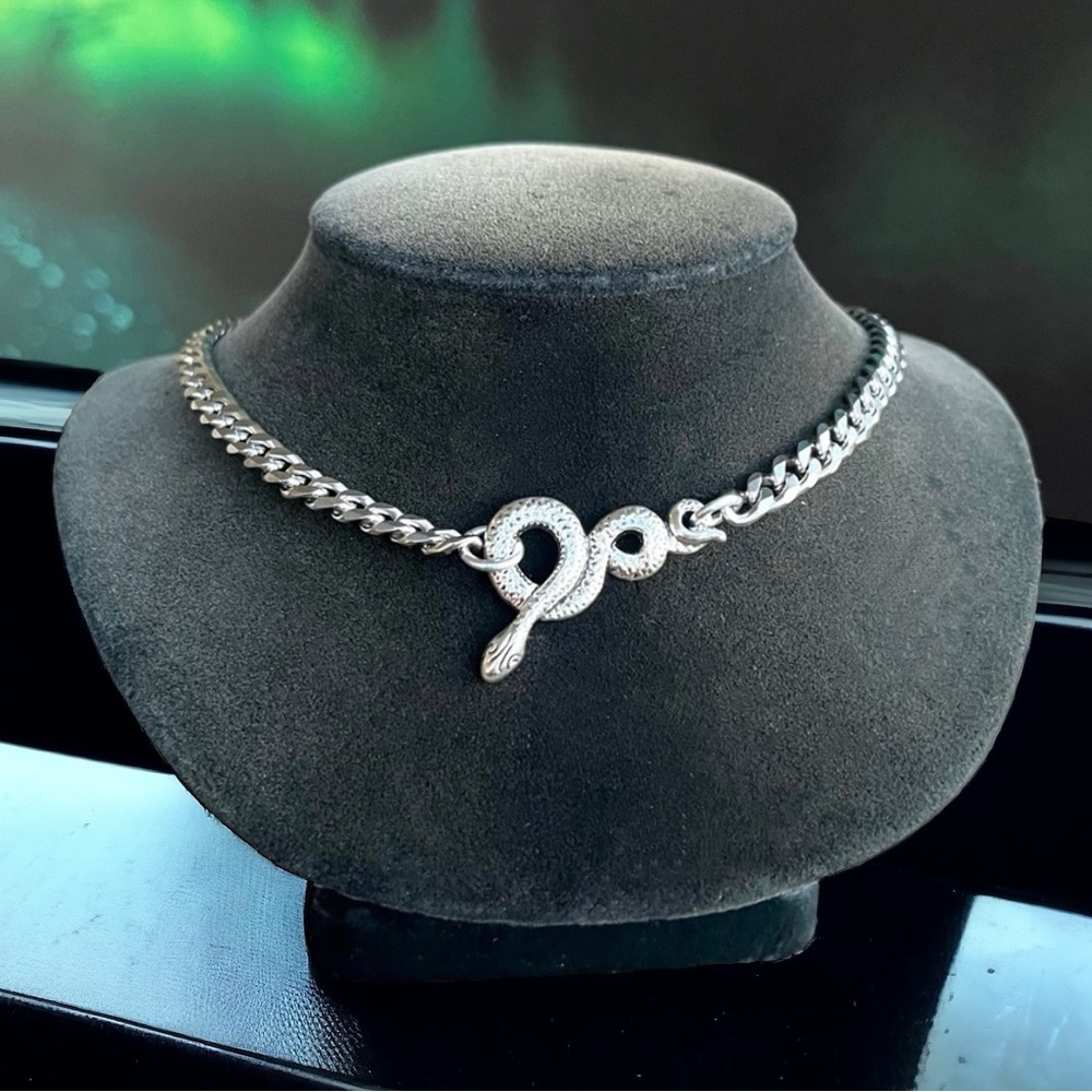Handmade snake design cuban chain link stainless steel choker necklace boho goth